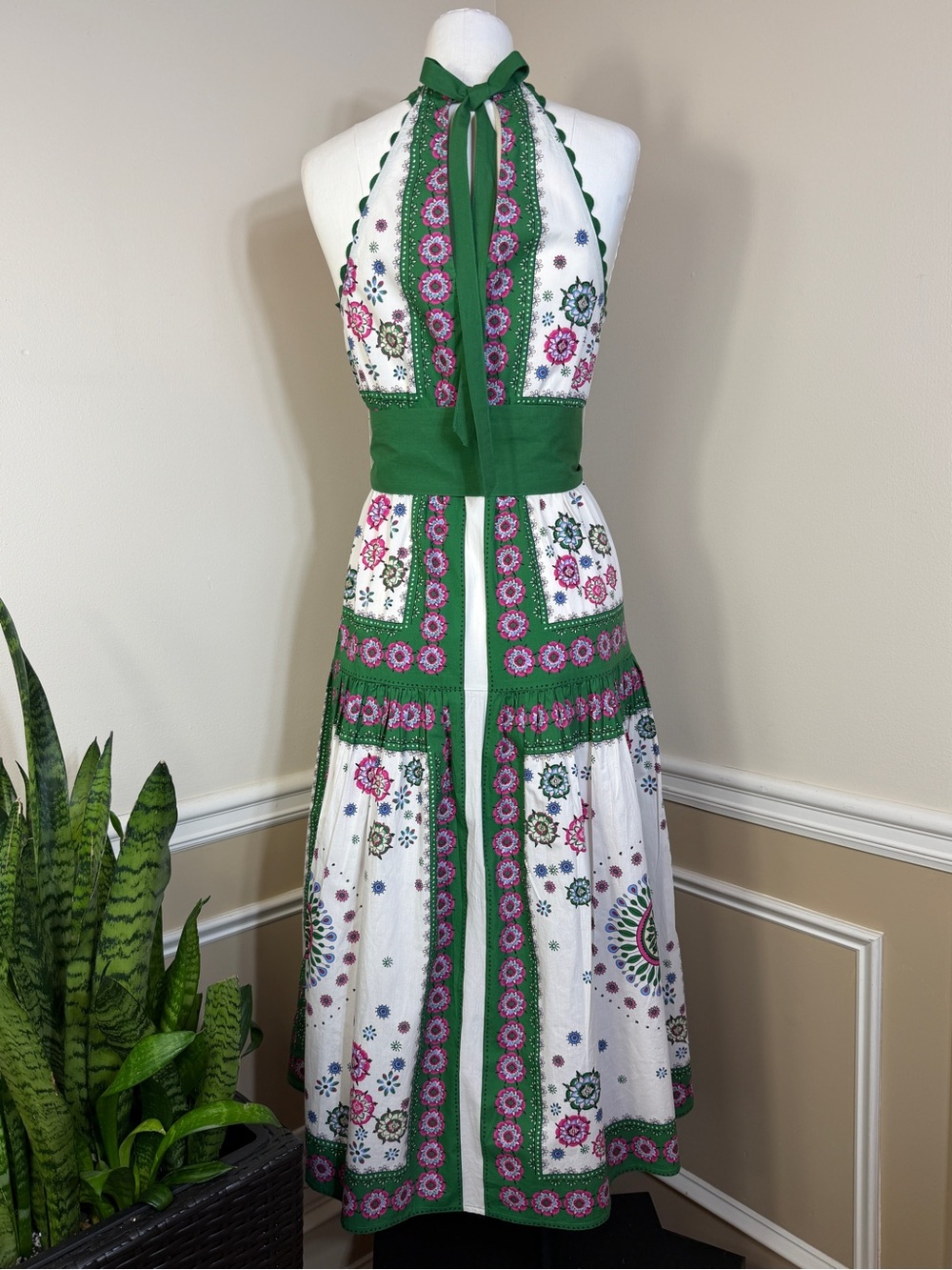Monsoon Beach Dress Maxi Sleeveless Semi Backless 100% Cotton